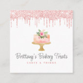 Carte De Visite Carré Cake QR Code Blush Rose Parties scintillant Driver (Devant)