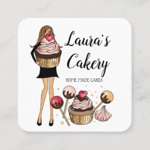 Carte De Visite Carré Cakes & Sweets Cupcake Accueil Boulangerie Cute Fi