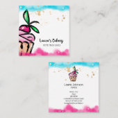 Carte De Visite Carré Cakes & Sweets Cupcake Accueil Boulangerie mignonn (Devant / Derrière)