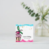 Carte De Visite Carré Cakes & Sweets Cupcake Accueil Boulangerie mignonn (Debout devant)