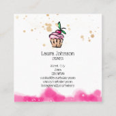 Carte De Visite Carré Cakes & Sweets Cupcake Accueil Boulangerie mignonn (Dos)