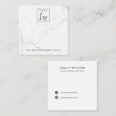 CARTE DE VISITE CARRÉ CALACATTA MARBRE TEXTURE STUD EARRÊT AFFICHAGE (Devant / Derrière)