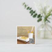 Carte De Visite Carré Calculatrice de code QR Blanc Tuteur Math Professe (Debout devant)