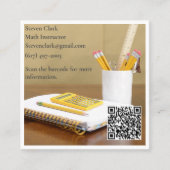 Carte De Visite Carré Calculatrice de code QR Blanc Tuteur Math Professe (Devant)