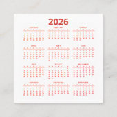 Carte De Visite Carré Calendar America’s 250th anniversary (Dos)