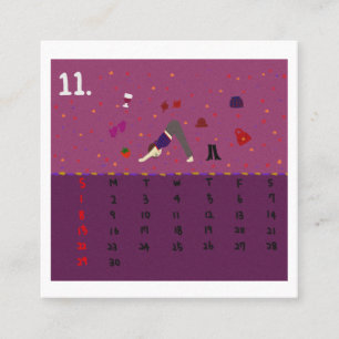 Carte De Visite Carré Calendrier 2026 de postures de yoga en dessins ani
