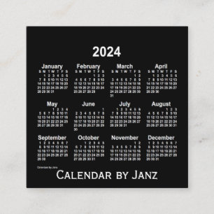 Carte De Visite Carré Calendrier blanc Neon 2024 par Janz