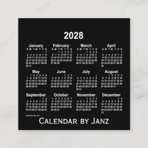 Carte De Visite Carré Calendrier blanc Neon 2028 par Janz