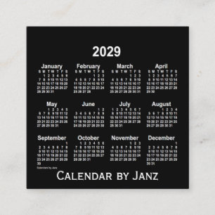 Carte De Visite Carré Calendrier blanc Neon 2029 par Janz