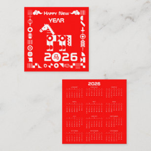 Carte De Visite Carré Calendrier Bonne année 2026