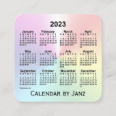 Carte De Visite Carré Calendrier Rainbow Shimmer 2023 par Janz (Devant)