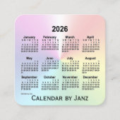 Carte De Visite Carré Calendrier Rainbow Shimmer 2026 par Janz (Devant)