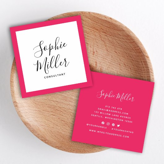 Carte De Visite Carré Calligraphie couleur frontière modifiable Médias s