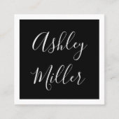 Carte De Visite Carré Calligraphie de bordure minimale Charbon + Blanc | (Devant)