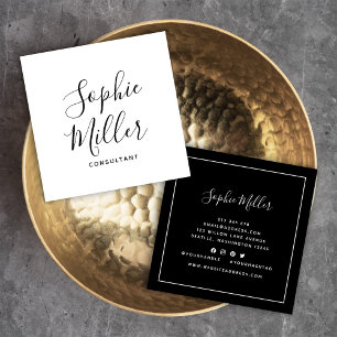 Carte De Visite Carré Calligraphie des frontières Médias sociaux Couleur