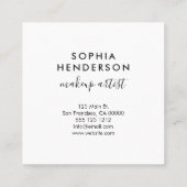Carte De Visite Carré Calligraphie Elégante Fille Minimale Blanc (Dos)