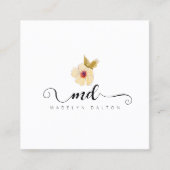 Carte De Visite Carré Calligraphie florale sophistiquée ID933 (Devant)