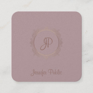 Carte De Visite Carré Calligraphie luxueuse Nom du script Modèle moderne