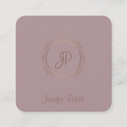 Carte De Visite Carré Calligraphie luxueuse Nom du script Modèle moderne (Devant)