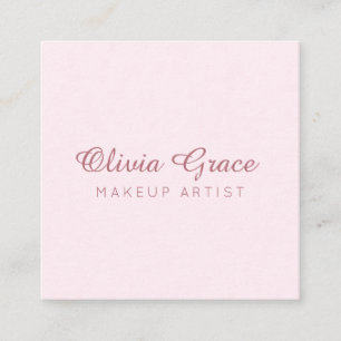 Carte De Visite Carré Calligraphie Minimaliste, Rose Pâle Professionnel