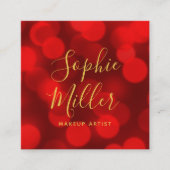 Carte De Visite Carré Calligraphie moderne et tendance Ruby Red Bokeh Lu (Devant)
