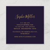 Carte De Visite Carré Calligraphie moderne Magenta Blue Bokeh Lumières (Dos)