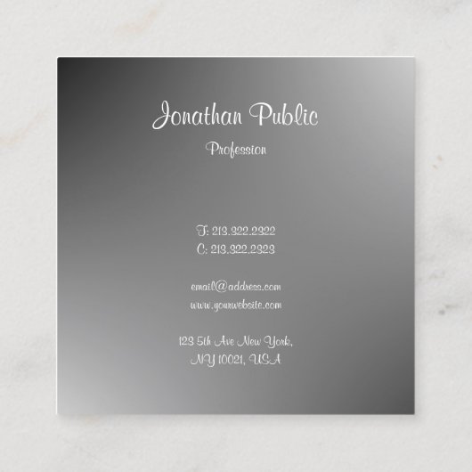 Carte De Visite Carré Calligraphie moderne Script Nom Modèle Élégant (Dos)
