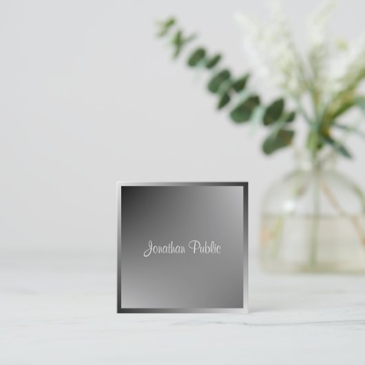 Carte De Visite Carré Calligraphie moderne Script Nom Modèle Élégant (Debout devant)