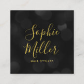 Carte De Visite Carré Calligraphie moderne tendance Lumières Dark Bokeh (Devant)