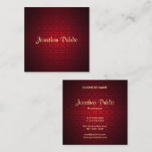 Carte De Visite Carré Calligraphie Nom du script Elegant Modèle Damask (Devant / Derrière)