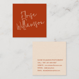 Carte De Visite Carré Calligraphie rouge gras chic tendance contemporain