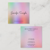 Carte De Visite Carré Calligraphie Script Modèle coloré élégant (Devant / Derrière)