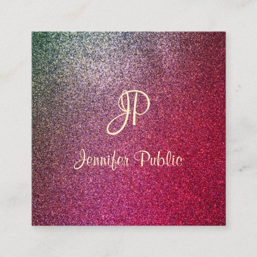 Carte De Visite Carré Calligraphie Script Moderne Élégant Modèle Parties (Devant)