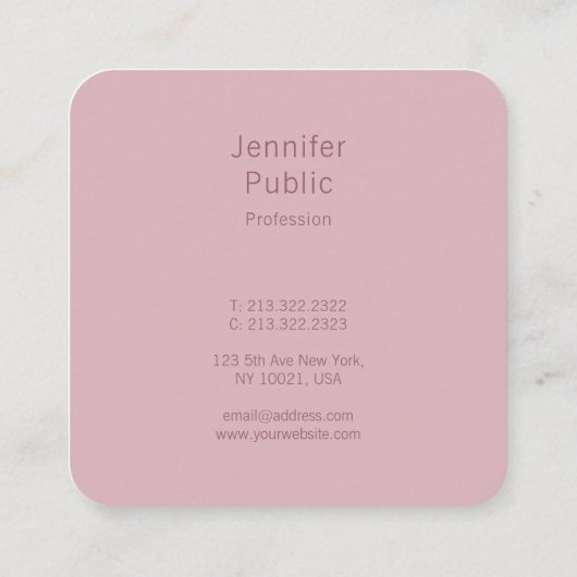 Carte De Visite Carré Calligraphie Script Nom Modèle Moderne Élégant (Dos)