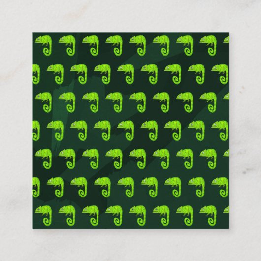 Carte De Visite Carré Caméléon vert mignon (Devant)