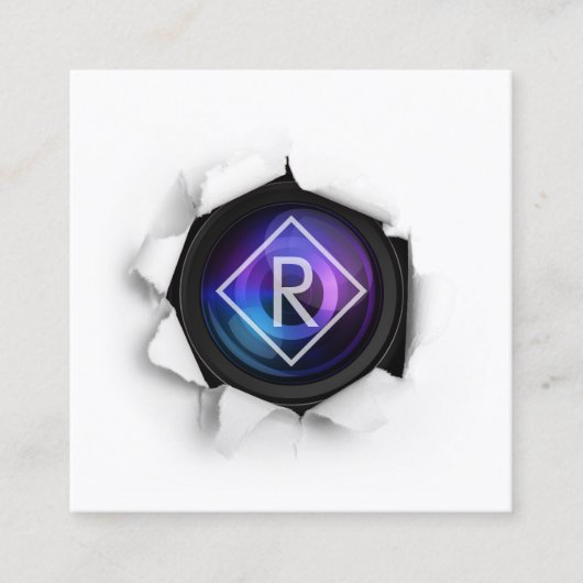 Carte De Visite Carré Caméra créative de photographie de monogramme (Devant)