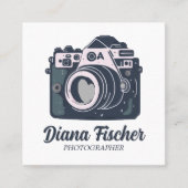 Carte De Visite Carré Caméra de charme Green Blue Retro pour photographe (Devant)