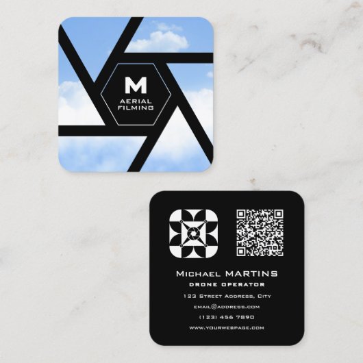 Carte De Visite Carré Camera lens sky drone (Devant / Derrière)