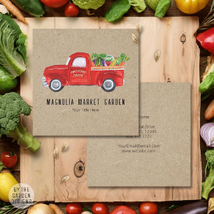 Carte De Visite Carré Camion de ferme biologique légumes marché de poule