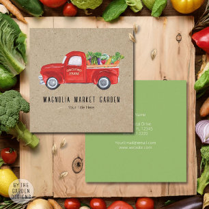 Carte De Visite Carré Camion de ferme biologique légumes marché de produ