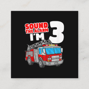 Carte De Visite Carré Camion d'incendie 3 ans pompier 3e anniversaire