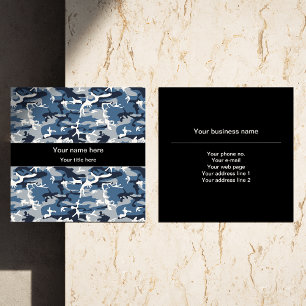Carte De Visite Carré Camo bleu, Camo d'hiver, Camouflage neige, Militai