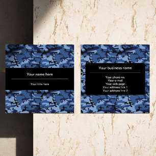 Carte De Visite Carré Camo Navy, camouflage bleu, Militaire, Armée