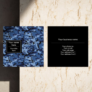 Carte De Visite Carré Camo Navy, camouflage bleu, Militaire, Armée