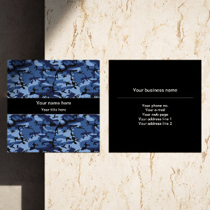 Carte De Visite Carré Camo Navy, camouflage bleu, Militaire, Armée