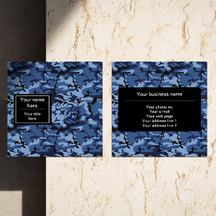 Carte De Visite Carré Camo Navy, camouflage bleu, Militaire, Armée