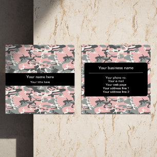 Carte De Visite Carré Camo rose et gris, Camouflage, Militaire, Armée