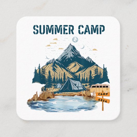 Carte De Visite Carré Camp d'été de conception simple (Devant)