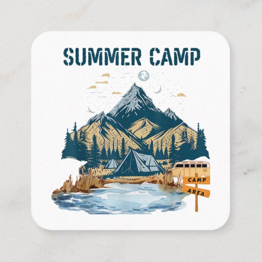 Carte De Visite Carré Camp d'été de conception simple (Dos)