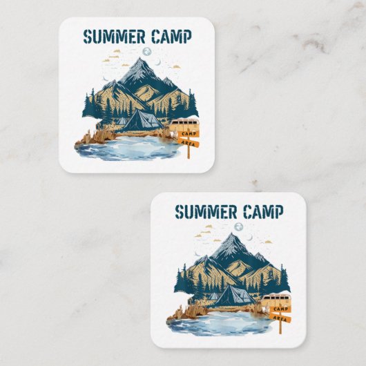 Carte De Visite Carré Camp d'été de conception simple (Devant / Derrière)